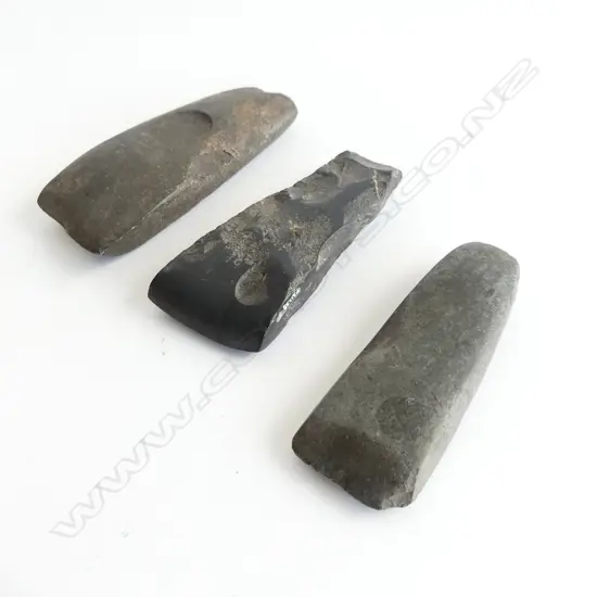 Three Māori pre-European stone toki,